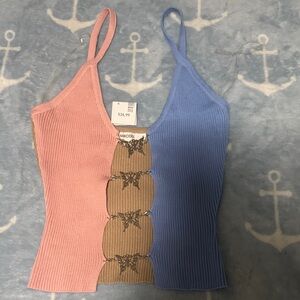Pink and Blue Ribbed Knit Top